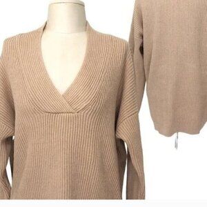 Haven Well Within Cashmere Blend V-neck Sweater Size Large Ribbed Knit Boxy